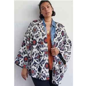 Anthropologie Eleanor Kimono Jacket Plus Quilted Printed Top Open Front